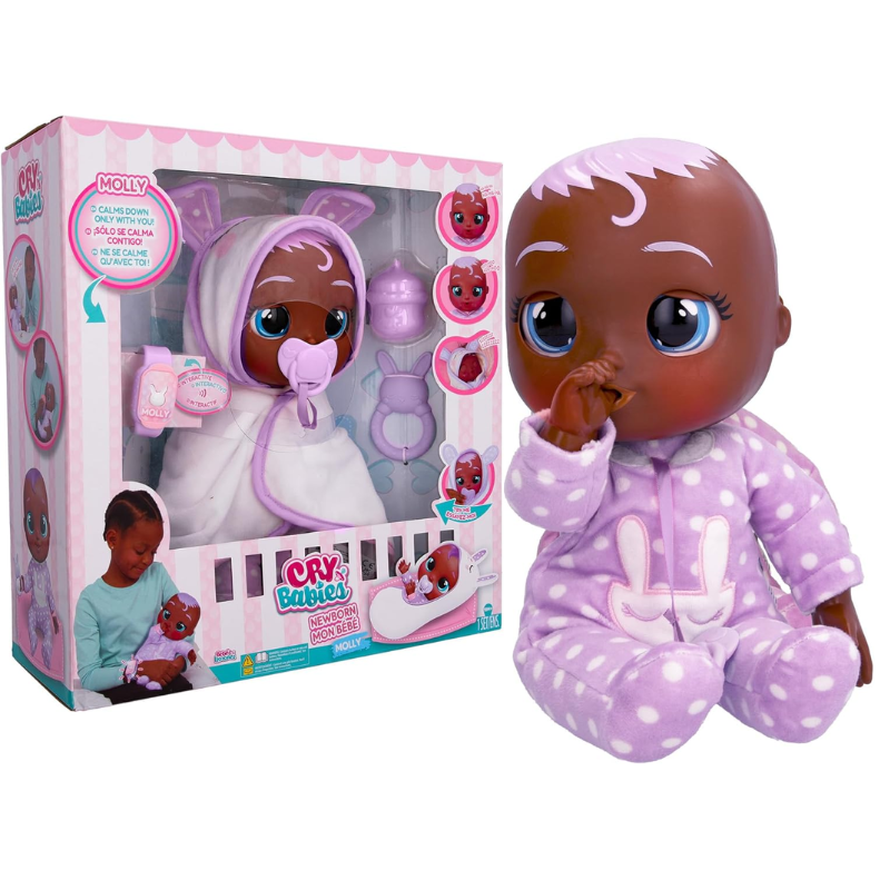 Muñeca Cry Babies Interactiva Recién Nacida Coney Con Sonido Molly - Imagen 3