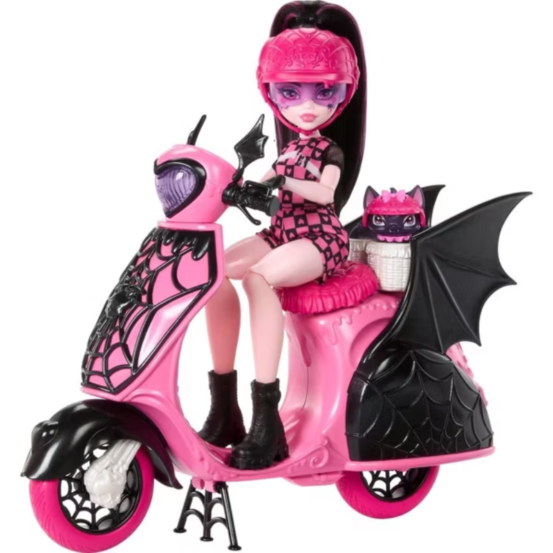 Muñeca Monster High Draculaura En Moto Scooter Mascota - Imagen 3