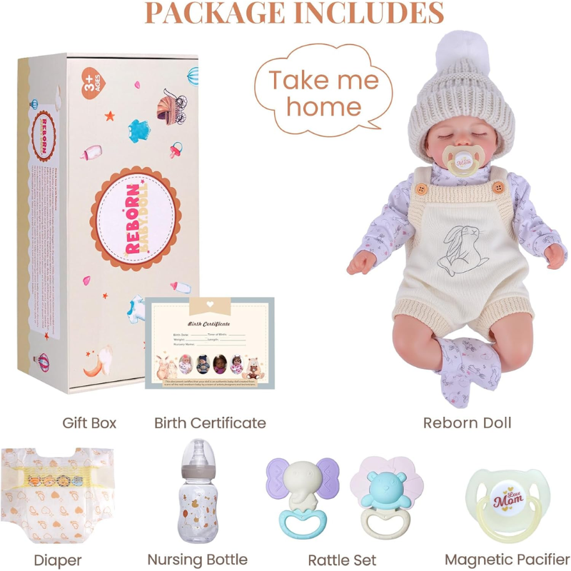 Reborn Bebé Muñeco Real Suave Cuerpo De Algodón 43cm Matias - Imagen 5